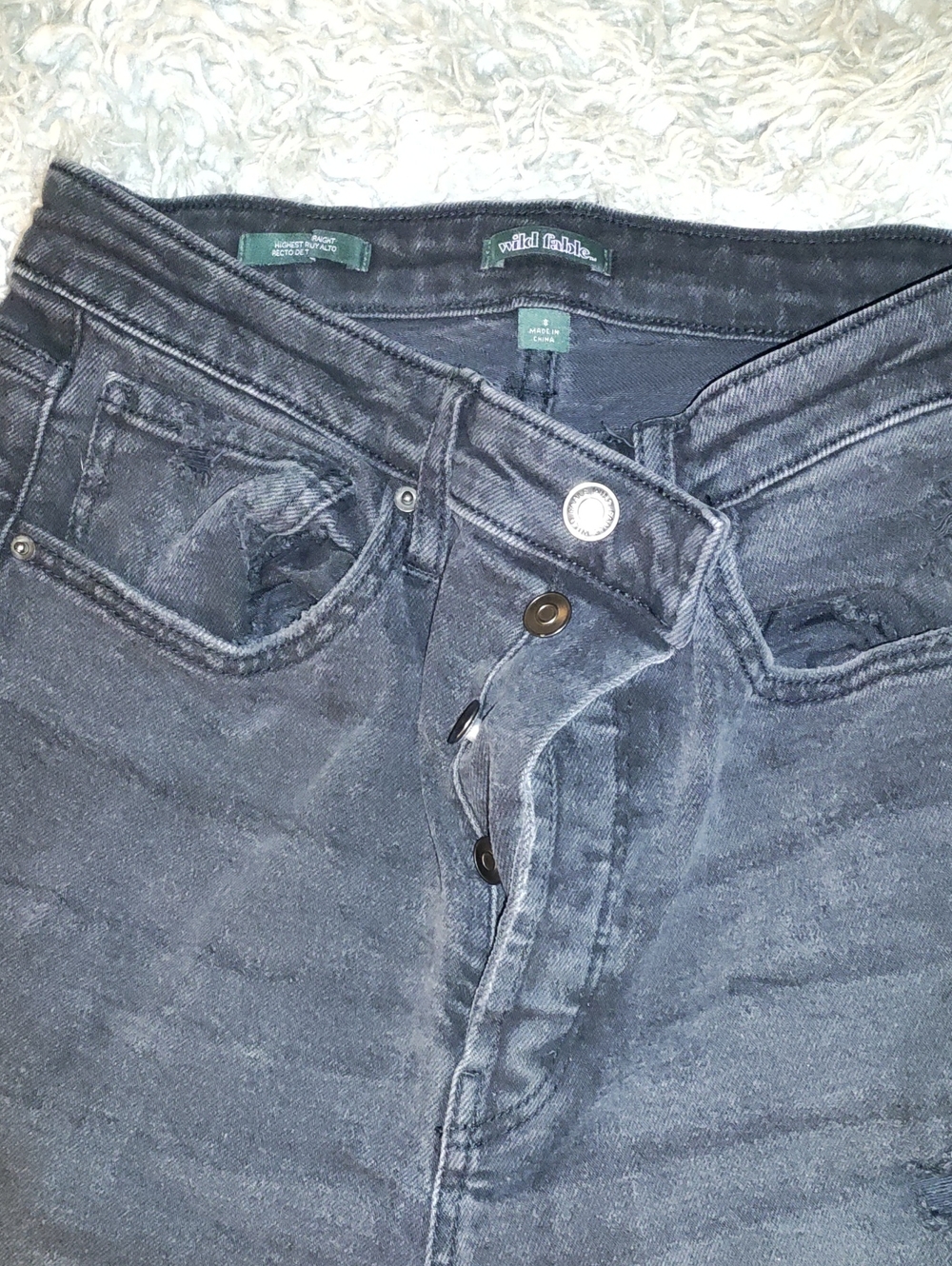 wild fable High-Rise Button-Fly Jeans in Charcoal